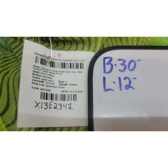 Women's Tiered Ruffle Tank Top - Wild Fable Green Wave Print Small - Picture 9 of 10